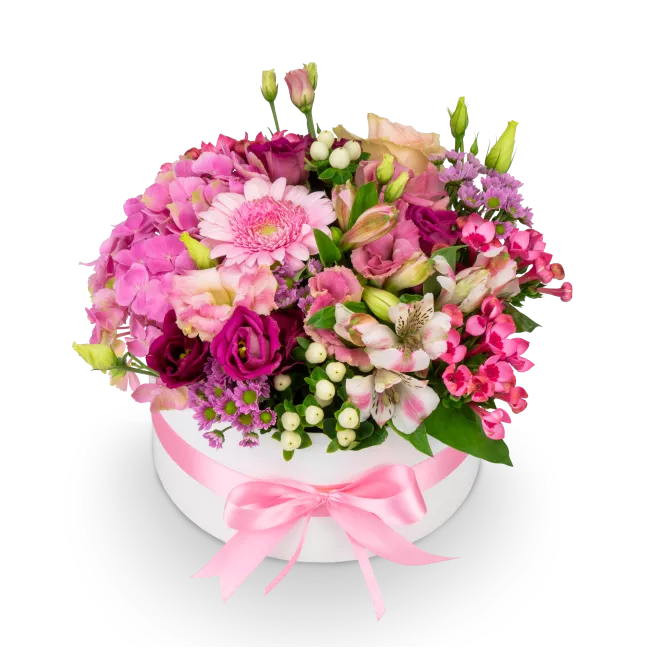 Box růžových květin